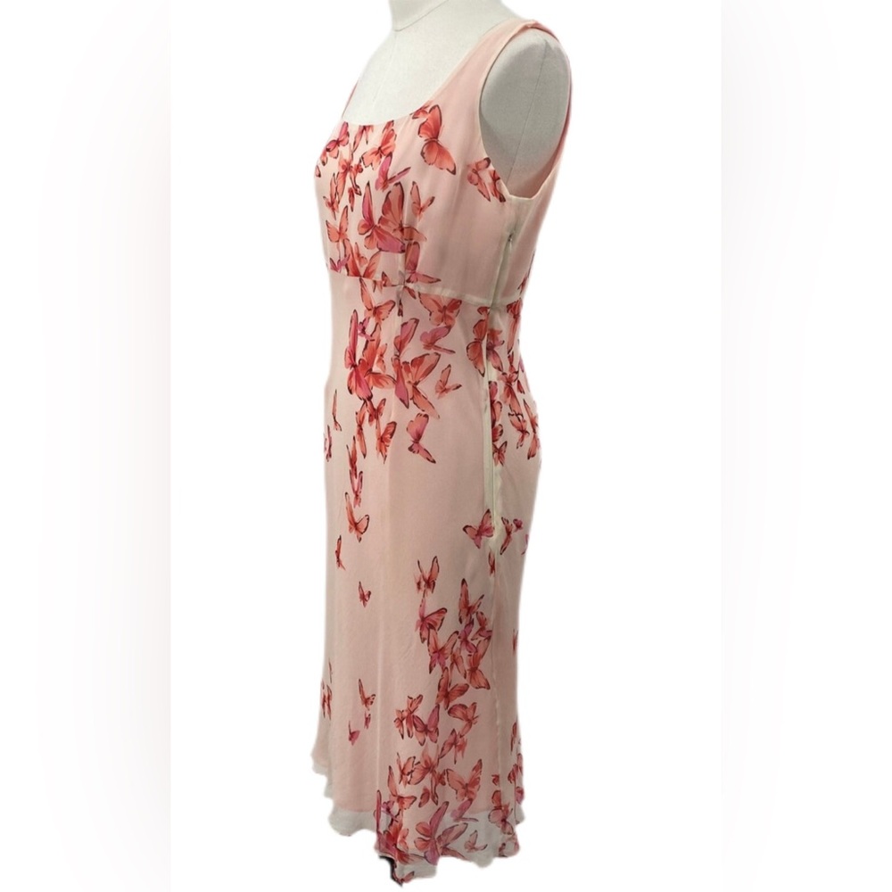 VTG Y2K Fairycore 100% silk lined butterfly empire waist midi dress Sz 14 - Picture 3 of 9
